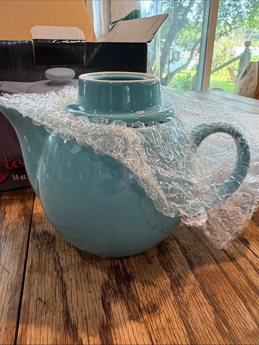 14 oz. Blue Ceramic Tea Pot with Infuser
